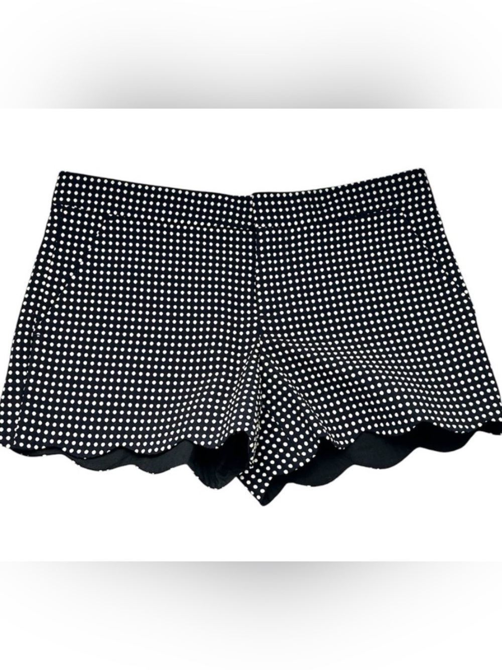 Club Monaco Black & White Polka Dot Scalloped Hem Shorts